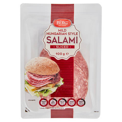 Mild Hungarian Sliced Salami 100g Product Image Front shot 01